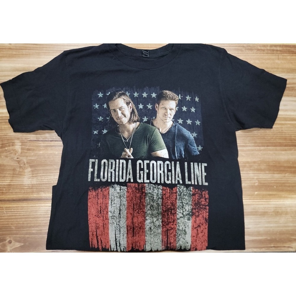 Florida Georgia Line Shirt American Flag Concert Tour T-shirt Size Medium